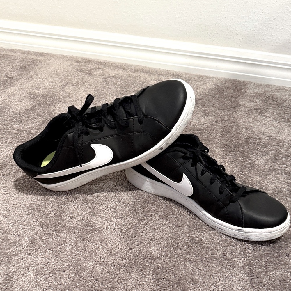 GU Nike Black and White Leather Sneakers